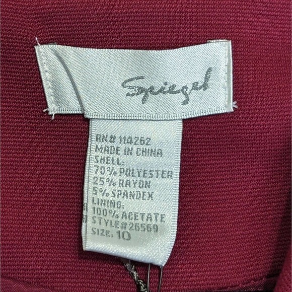 New Spiegel Ponte Knit Cape Blazer 10 Maroon Stretch One Button Closure Swing - Picture 3 of 9